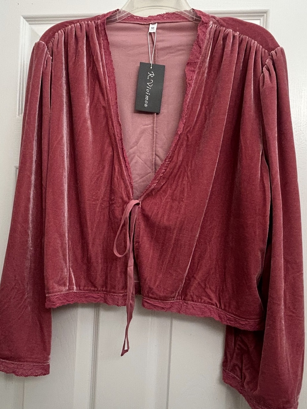 Rose Velvet Tie-Front Jacket